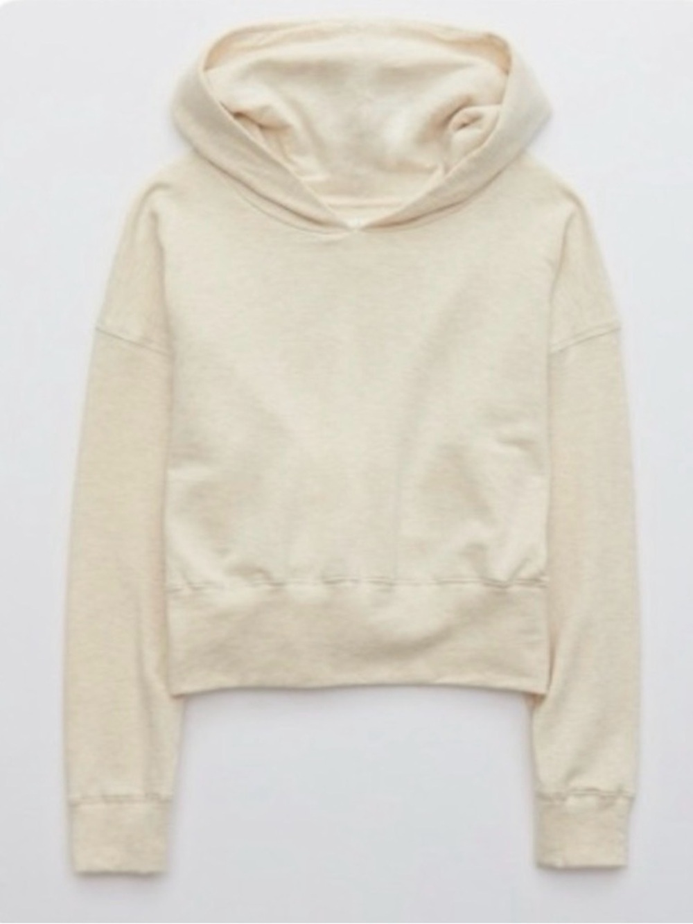 Aerie Offline OTT Fleece Cropped Hoodie in White